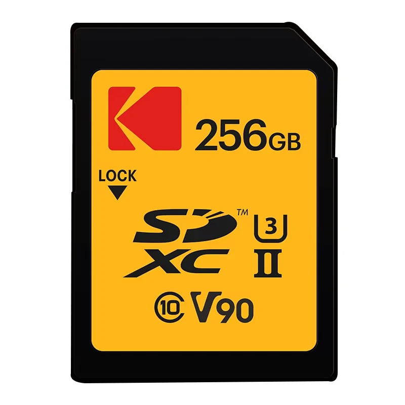 Kodak V90/V60/V30 carte SD caméra professionnelle carte mémoire vitesse de lecture jusqu'à 280 mo/s 128GB 256GB 512GB SDXC UHS II prise en charge 4K 8K