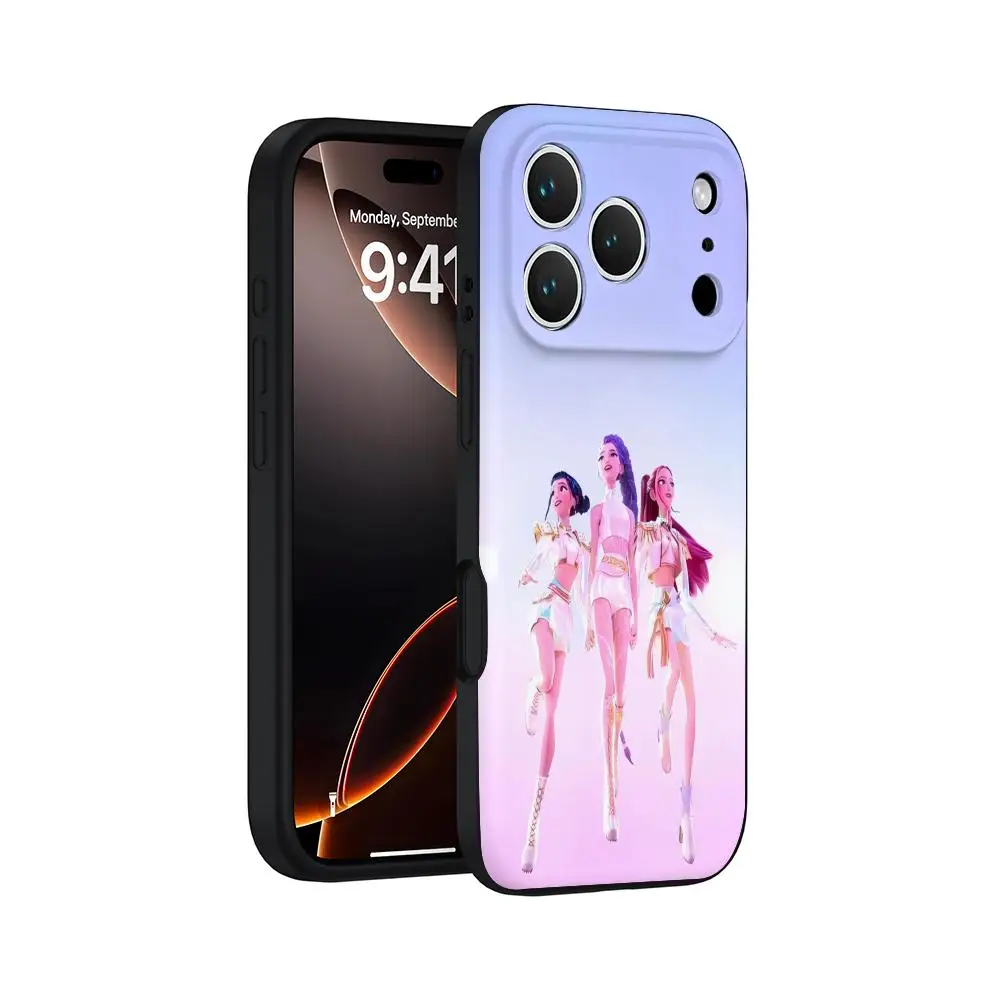 KPop D-Demon H-Hunters Telefoonhoesje voor IPhone 17 Air 16 16e Plus Pro MAX15 14 13 12 11 Xr 7 8 6 Se XSmax Zachte zwarte hoes