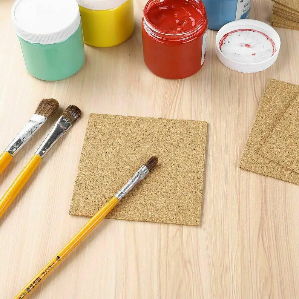 40Pcs Cork Coasters Square Cork Mat Self-adhesive DIY Backing Sheet For Home Bar Natural Wine Drink Tea Coffee Coaster