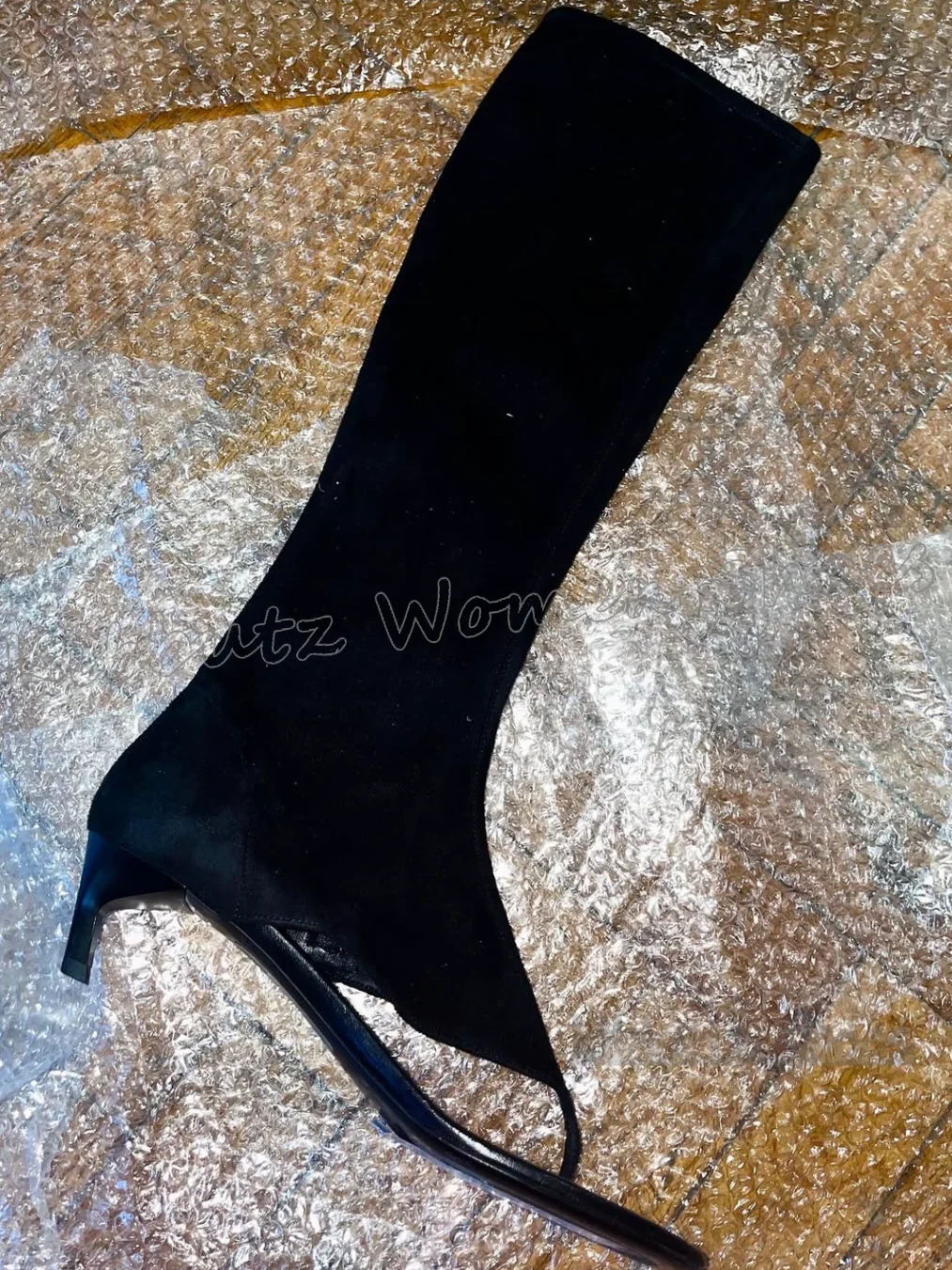 

Sandal Knee High Boots Side Zipper Leather Solid Color Round Toe Kitten Heels Fashion Novelty Sexy Elegant Concise Women Shoes