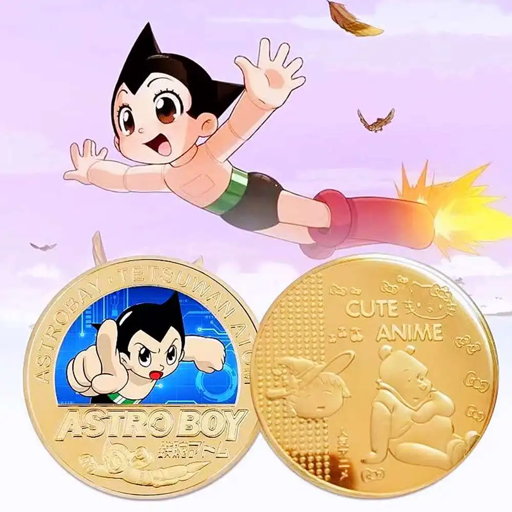 Astro Boy Coin Metal A-Astro Boy Coin Tcg Anime Commemorative Coins Collectibles Cartoon Medal Kids Toys Gifts Souvenir Badge