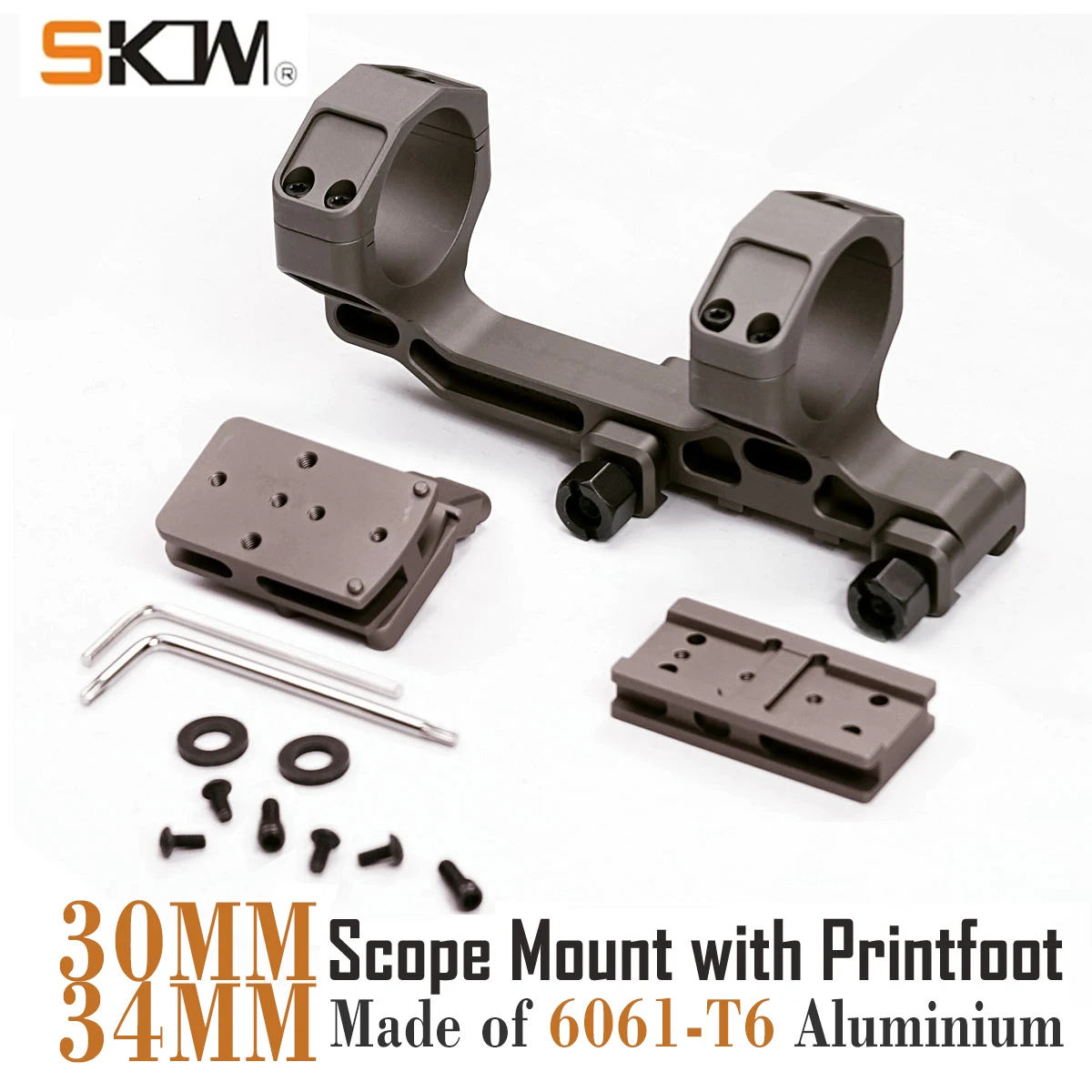 

SKWoptics-Scope Mount Red Dot Print Foot, Picatinny 21mm Rails, AR15, M4, 30mm, 34mm, Black, Desert