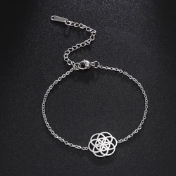 Dawapara Seed of Life Bracelet Sacred Geometry Flower of Life Yoga Symbol Stainless Steel Amulet for Protection Kabbalah Jewelry