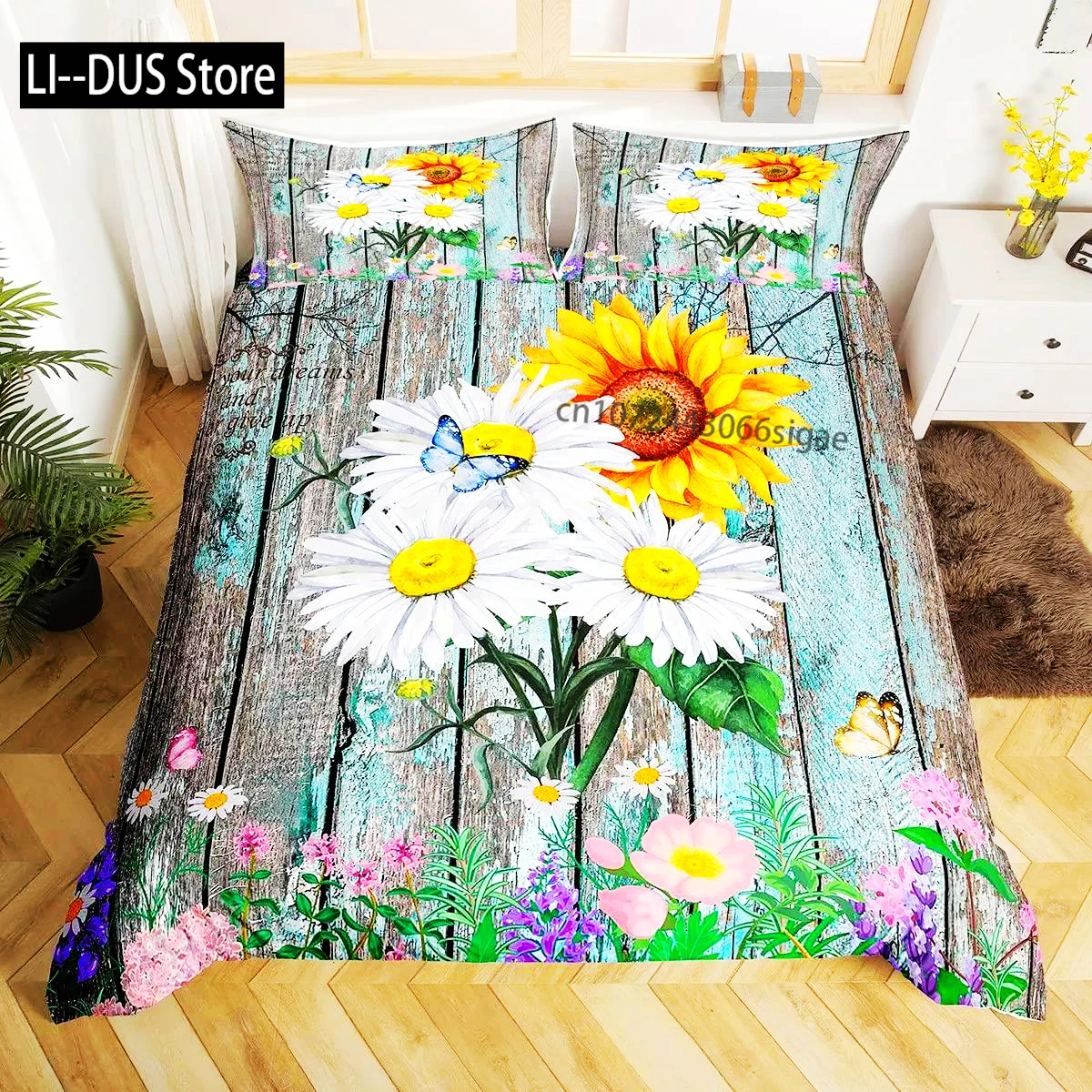 

Yellow Daisy Duvet Cover Set Cute Floral Bedding Set For Kids Child Girls Garden Flowers King Comforter Cover With Pillowcase