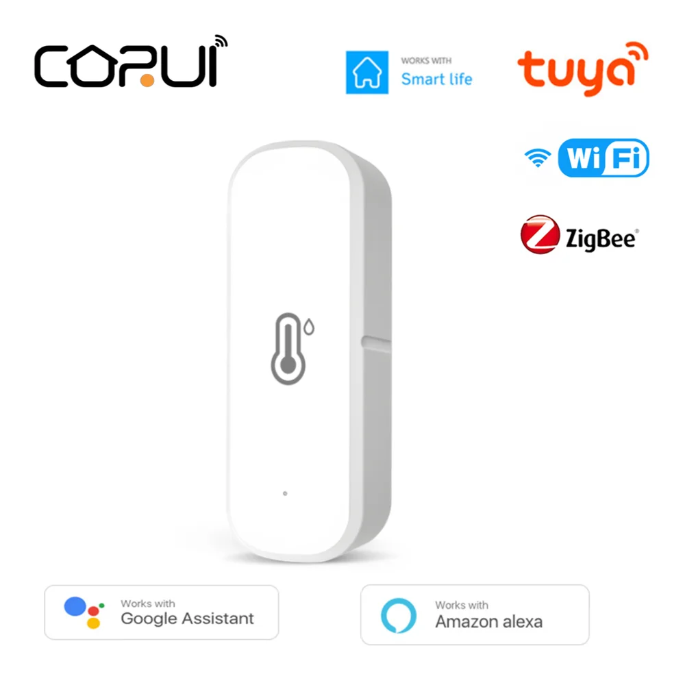 

CORUI Tuya ZigBee/WIFI Smart Temperature Humidity Sensor Thermometer Smart Life APP Remote Voice Control For Alexa Google Home