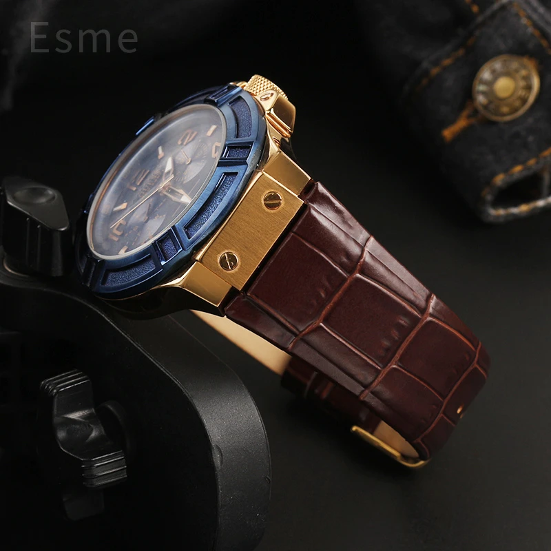 For Guess Men\'s Crocodile Pattern Genuine Leather W0247G3/W0040G3/W0040G7 Cowhide Watch Strap 22mm
