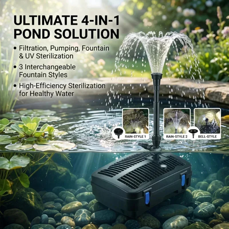 220V 57W Variable Frequency Water Pump Submersible Pond Landscape Fish Pond Fountain  Filter