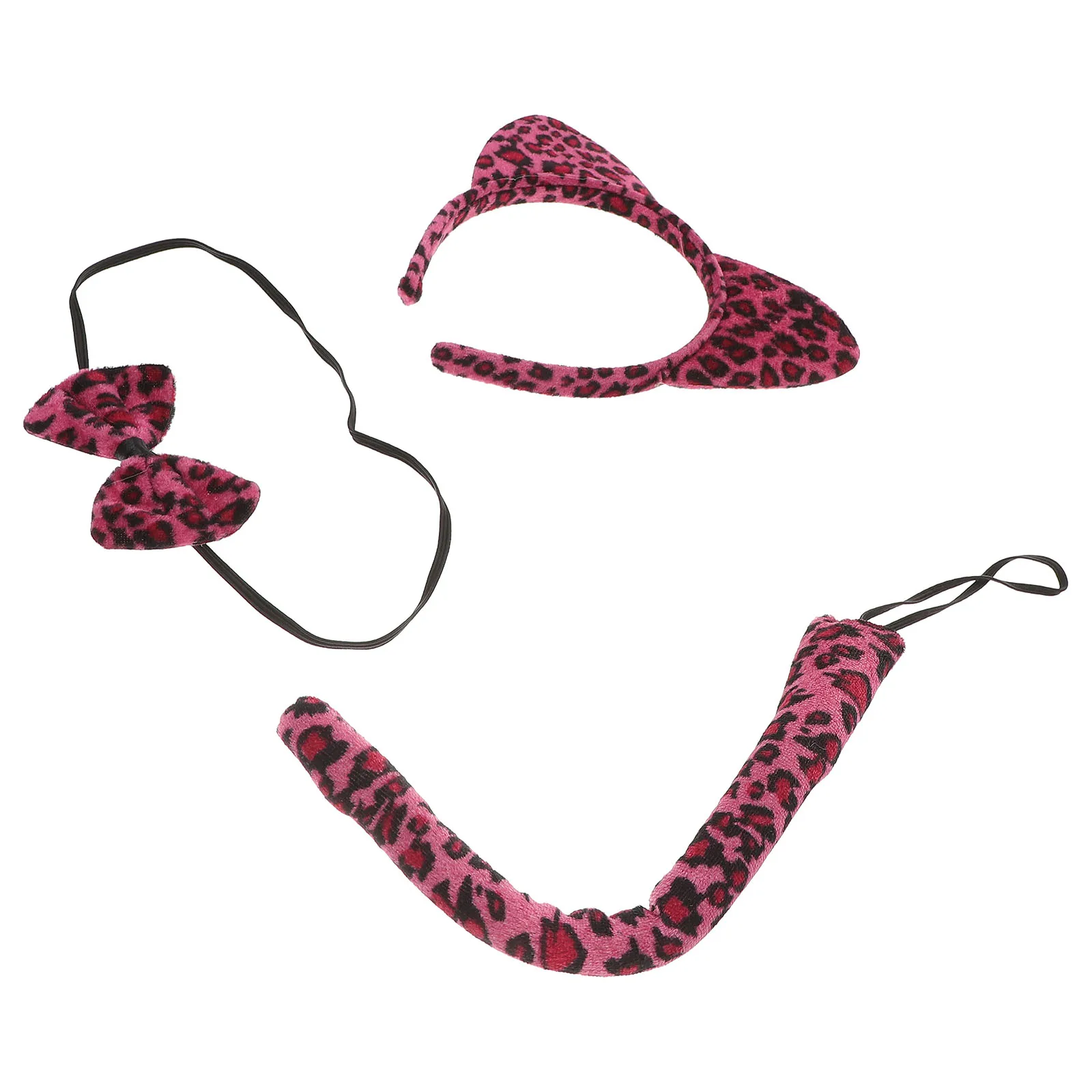 

3 Pcs Cartoon Headb Hair Accessories Kids Outfits Leopard Ears Halloween Costume Cat Cosplay Set Stylish Photos