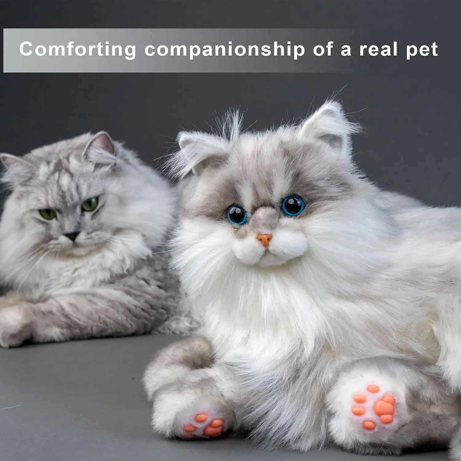 Realistic Handmade Cat Plush Doll, 3.3 LBS Weighted Stuffed Animal, Lifelike Real Cat Size Companion Plush Toy