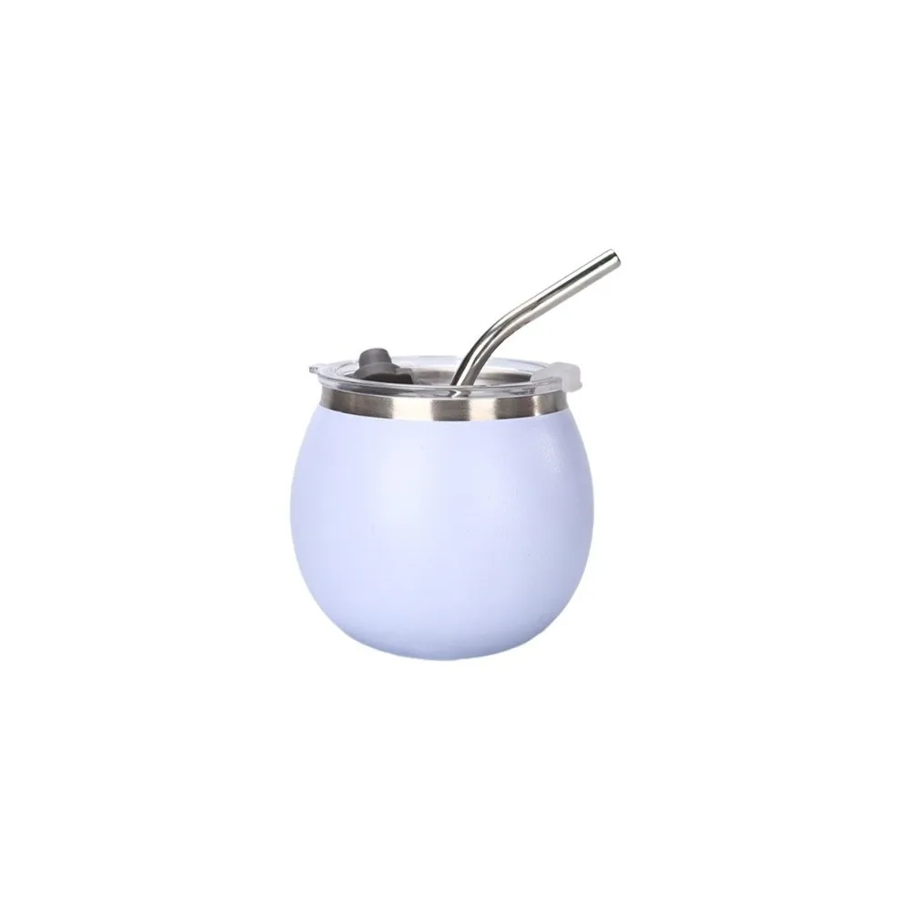 

Mini Double Wall Argentine Yerba Mate Cup with Straw and Lid 5oz Insulated Cups Stainless Steel Portable Egg Cup Outdoor