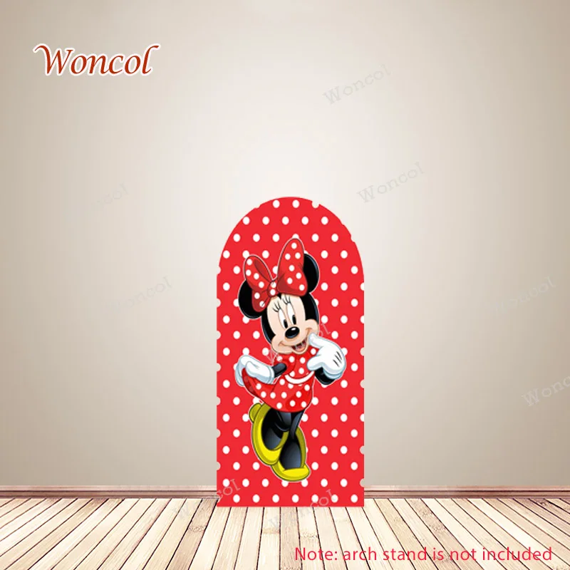 Disney Minnie Mouse Arch Backdrop Girl Birthday Backdrop Baby Shower Double-Sided Arch Cover Decorations Photocall Studio Props