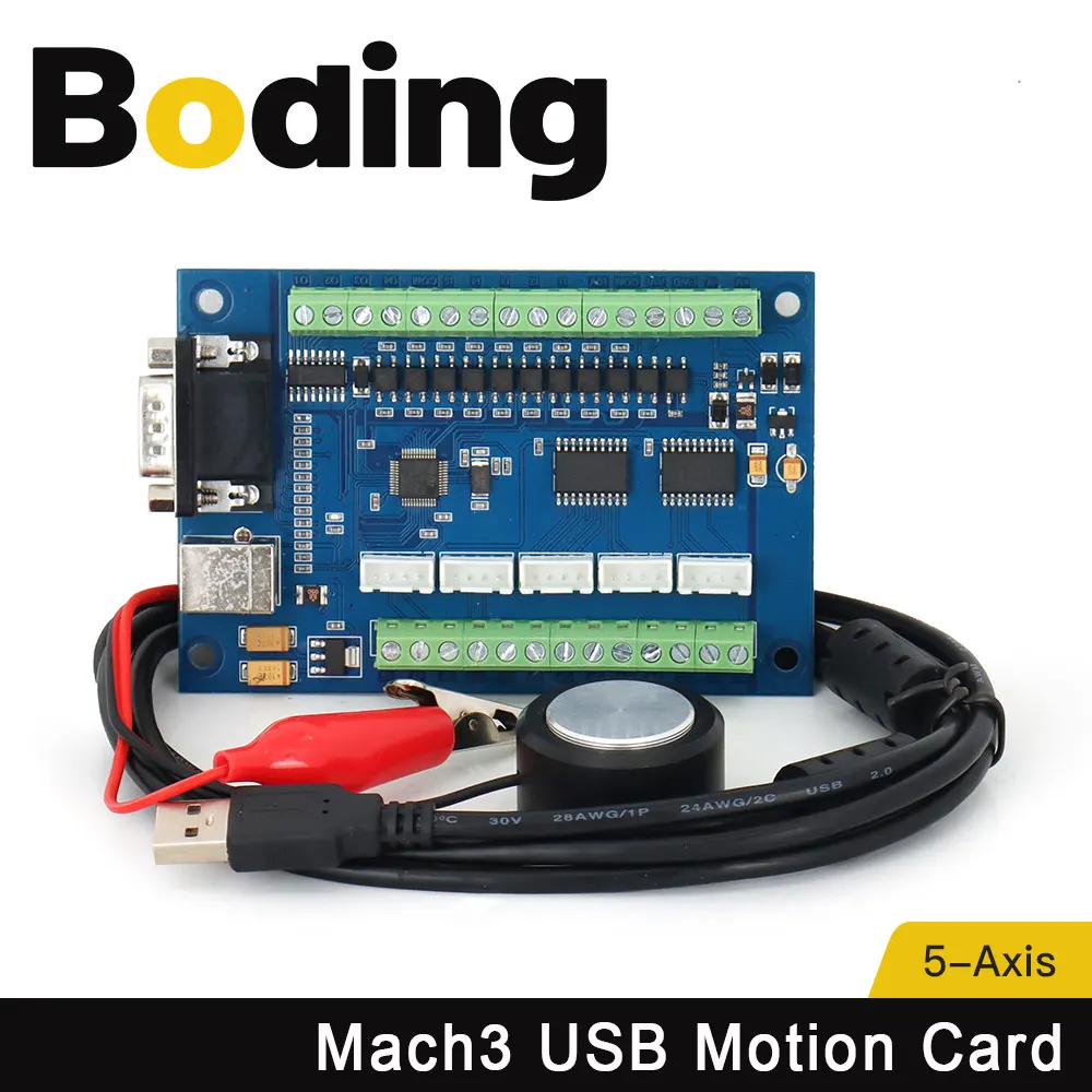 BODING Upgrade CNC MACH3 USB 5 Axis 100KHz USB CNC Smooth Stepper Motion Controller Card Breakout Board for CNC Engraving 12-24V