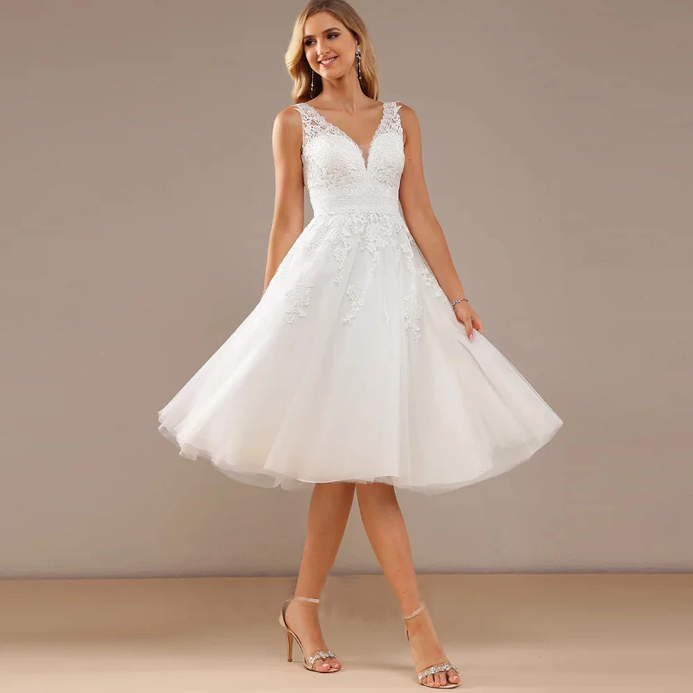 

Customized Wide Straps Wedding Dresses A Line V Neck Bridal Gowns Applique Lace Zipper Backless Corest Skirt Vestido de novia