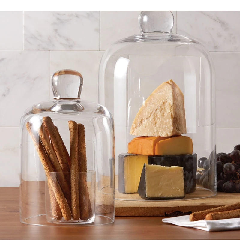 Modern Glass Display Stand Bread Cake Stands Dust Covers Wooden Trays Home Desktop Model Boxes Decorative Racks