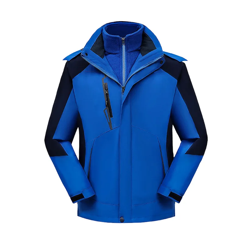 Men's And Women's Three In One Stand Collar Winter Velvet Windproof  Waterproof High-Quality Couple's Mountaineering Jacket