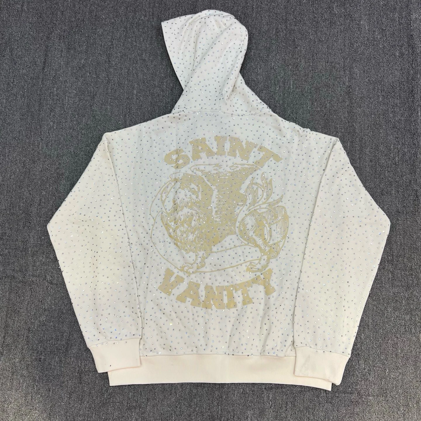 

American Sle Thin Zipper Diamond Embellied High Street Open Cardigan Hoodie Jaet Youth Spring Autumn Loose Fit Long Sve