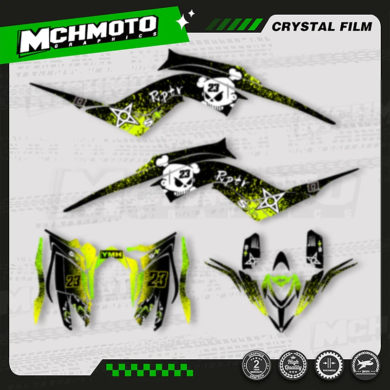 

MCHMFG MOTOR Custom Team Motorcycle Graphics Background Decal Stickers Kits For Yamaha Raptor 700 2013-2023 Number Name Custom