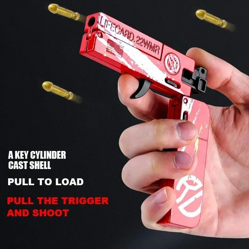 1PCS New Arrival Life Car Alloy Soft Bullet Gun Folding Children's Tide Play Metal Card Gun Boy Toy