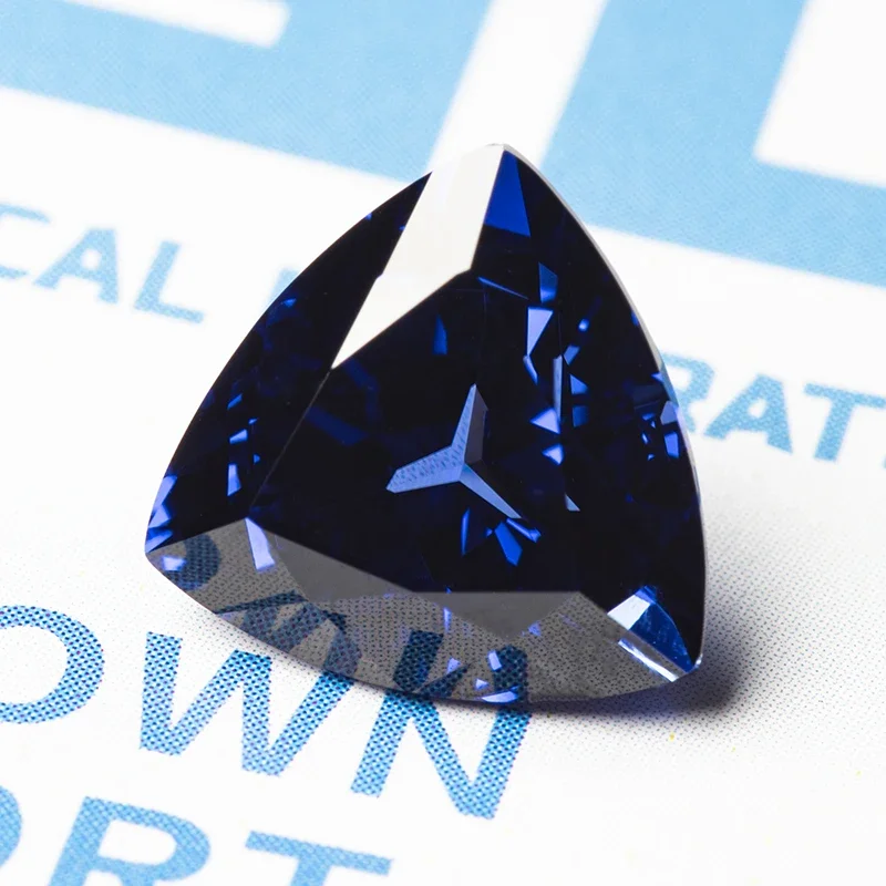 Lab Grown Sapphire Royal Blue Triangle Shape VVS1 Gemstone for Charm Diy Jewelry Making Pendant Ring Selectable  AGL Certificate