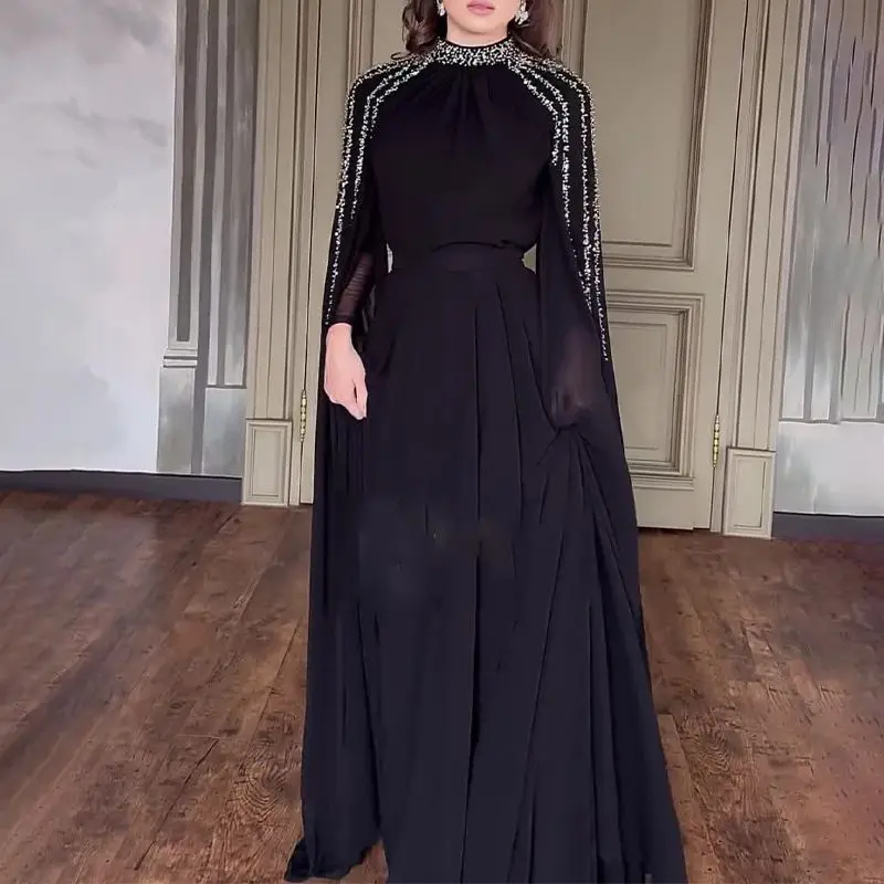 Abaya, Middle Eastern Hot Drilling Robe Evening Gown, Muslim Women's Long Robes, Saudi Arabia Caftan Islam Clothes for Muslim - Image 4