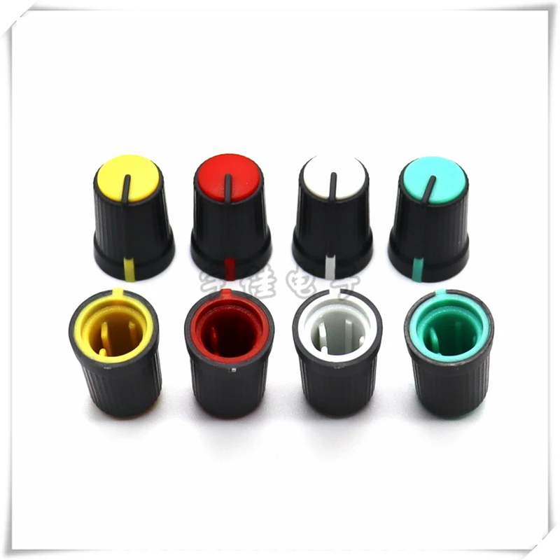20PCS Mixer Plastic Knob Cap 6mm half-round Handle Potentiometer Power Amplifier To Adjust Audio Volume Knob 2 Color