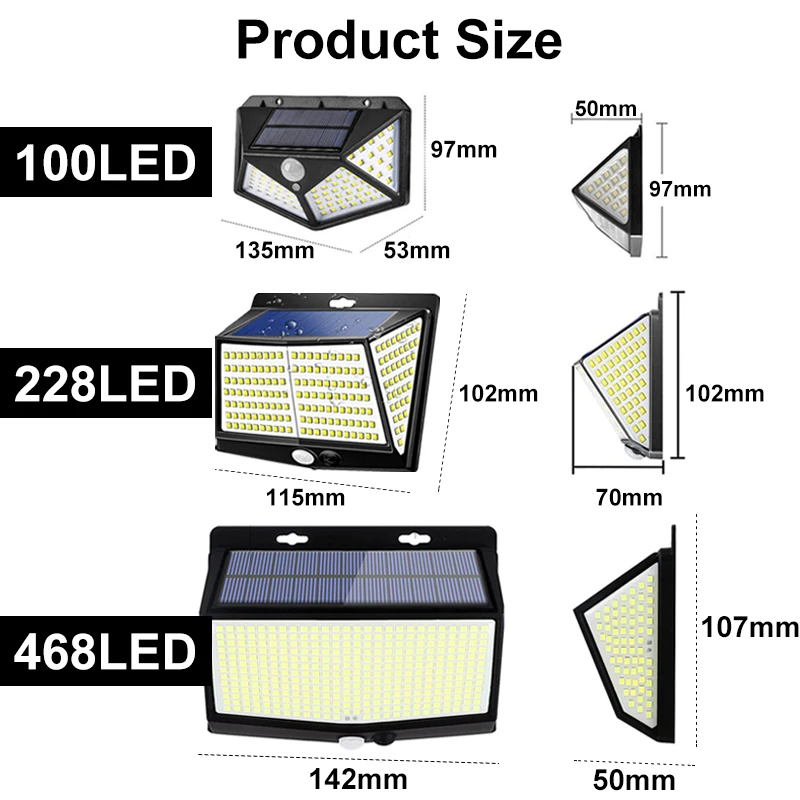 468 LED Outdoor Solar Sensing Wall Lights 3 Mode Motion Sensor Waterproof Street Lamp For Garden Patio Balcony Yard