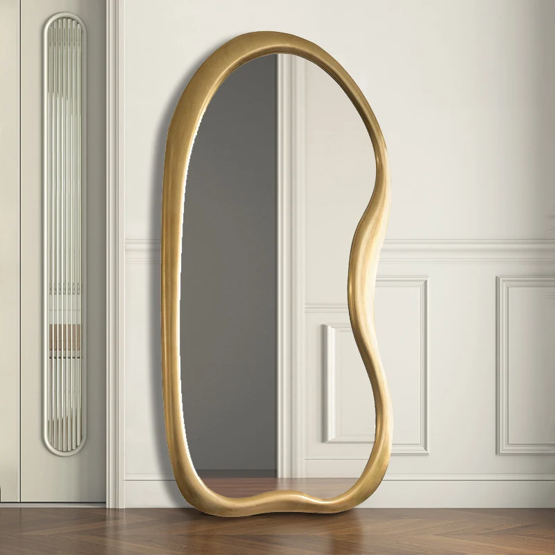 American-style light luxury artistic sense wave full-length mirror Nordic special-shaped cloakroom floor-to-ceiling mirror