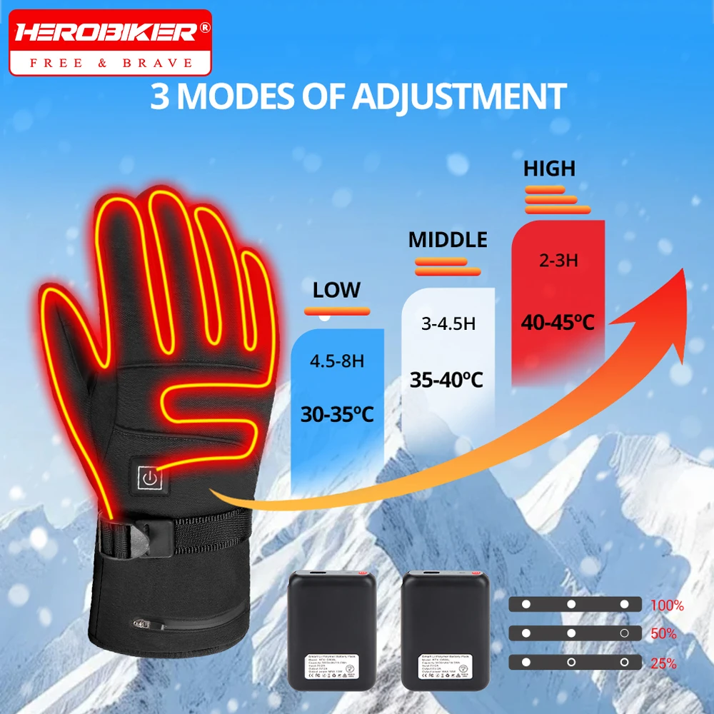

Heated Gloves Hand Warmer Electric Thermal Gloves Waterproof Snowboard Riding Motorcycle Heated Glove Winter Warm Skiing Hunting