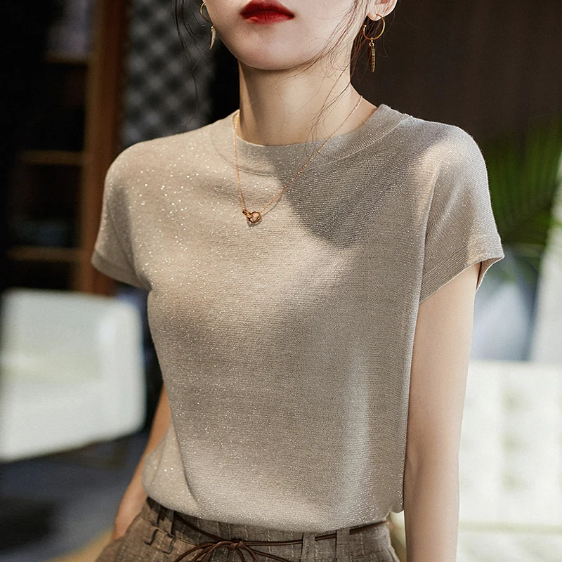 Summer New Short Sleeve Knitted Sweater Women Pullover Blusas Mujer De Moda 2024 Verano O-Neck Women Sweater Tops Pullovers G413