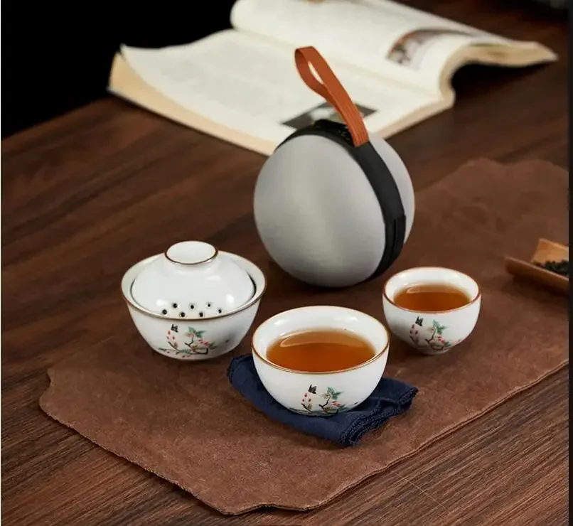 

One Pot and Two Cups Ceramics Teaware Sets Travel Kung Fu Tea Set Making Equipment Accessories Tools Teapot Teacup