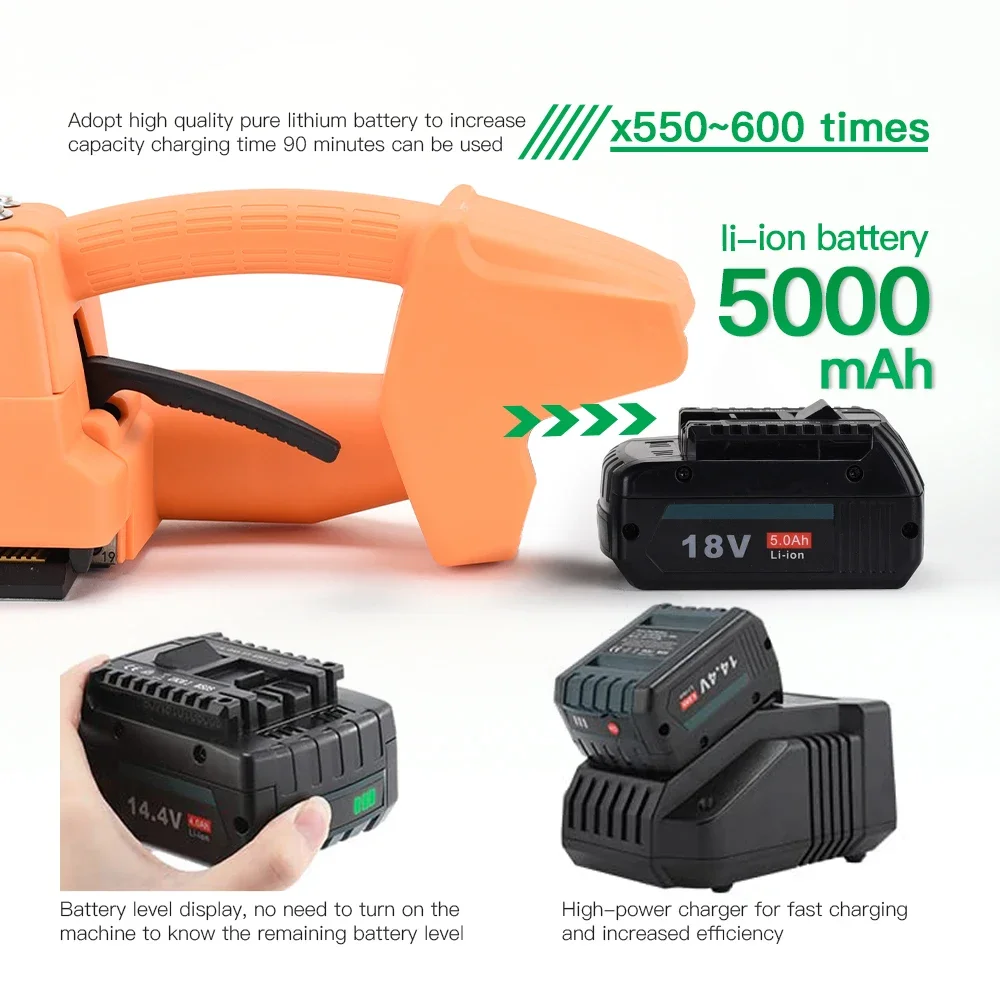 Q2L High Pull 5500N PP PET Battery Powered Electric Baler Plastic Packing Machine Handheld Strapping Tools