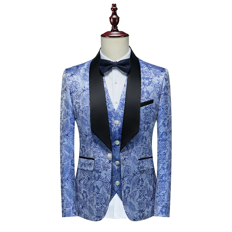 Men's  Evening Dress Bridegroom Suit British Wedding Business Casual Fashion Three-piece Set with Vest And Trousers Sizes M-6XL