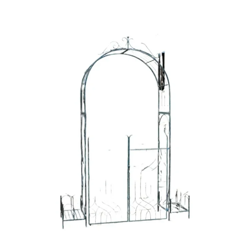 American retro old outdoor rust-proof wrought iron rose climbing vine arch flower stand, garden villa terrace courtyard