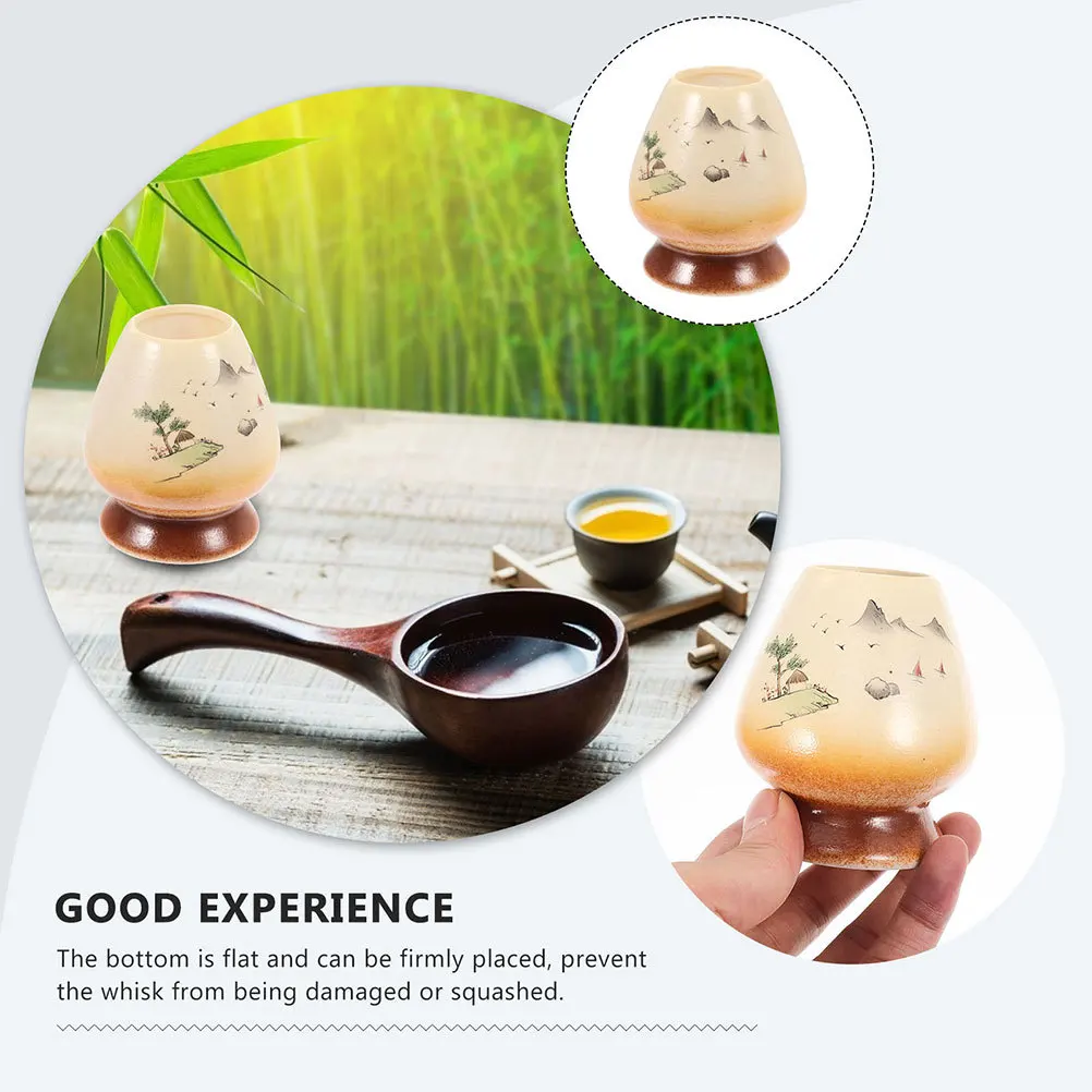 

2 Pcs Decorative Tea Whisk Holder Japanese Stand Ceramic Matcha Blender Making Tools