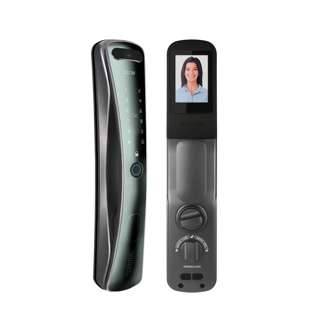 Porta de impressão digital inteligente eletrônica automática sem chave WiFi APP de segurança doméstica com câmera