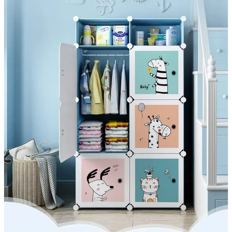 Small Plastic Wardrobe for Kids Simple Storage Cabinet for Baby Clothes Bedroom Organizer for Boys and Girls