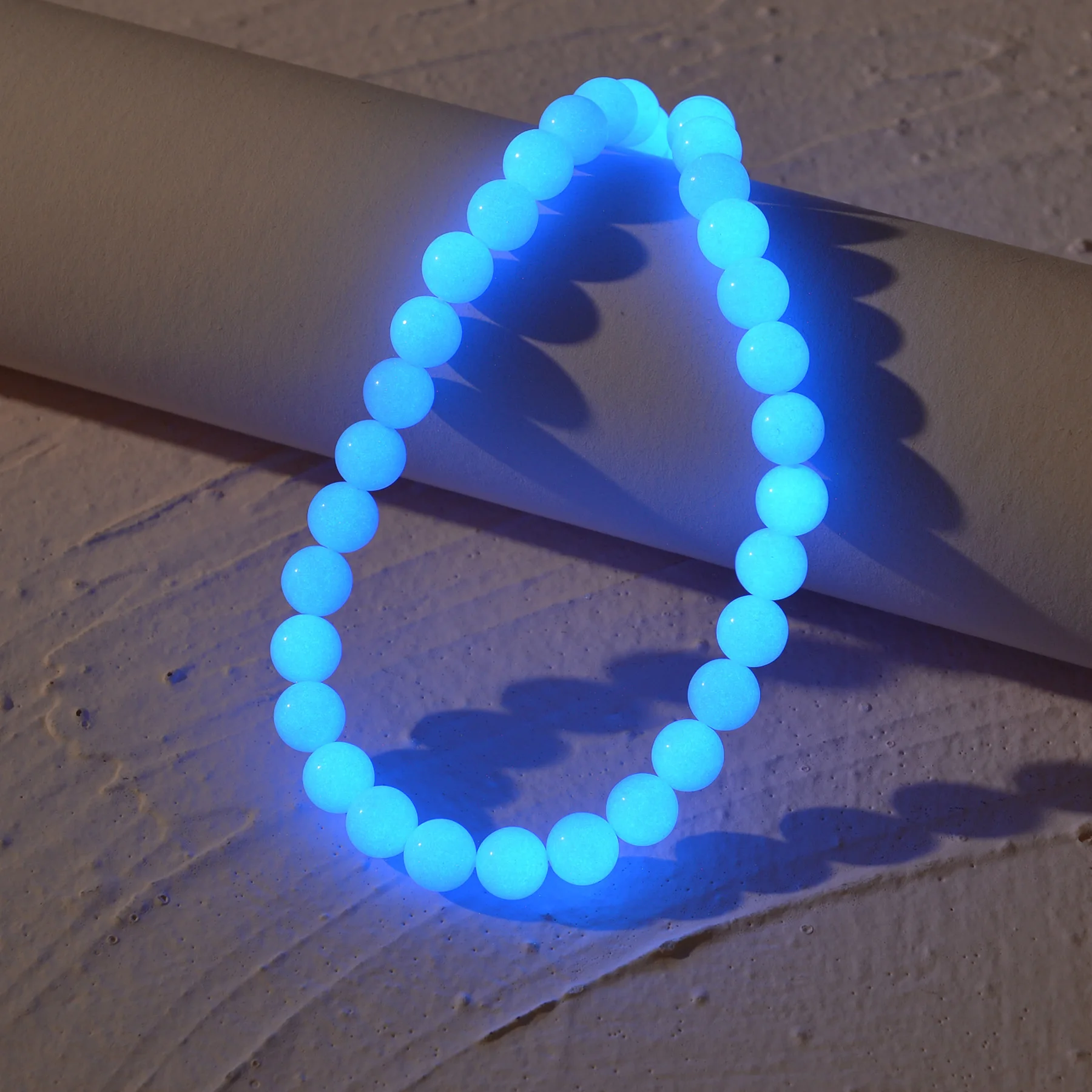 Natural Stone Luminous Beads Glowing In The Dark Blue Loose Round Beads for Jewelry Making Bracelet Necklace DIY 10mm