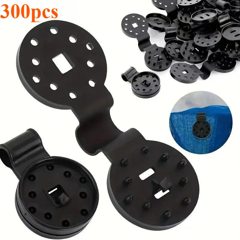 300 Black Shade Mesh Clips - Sturdy Round Plastic Fasteners for Awnings, Garden Mesh Covers, Tarps and Gardening Covers
