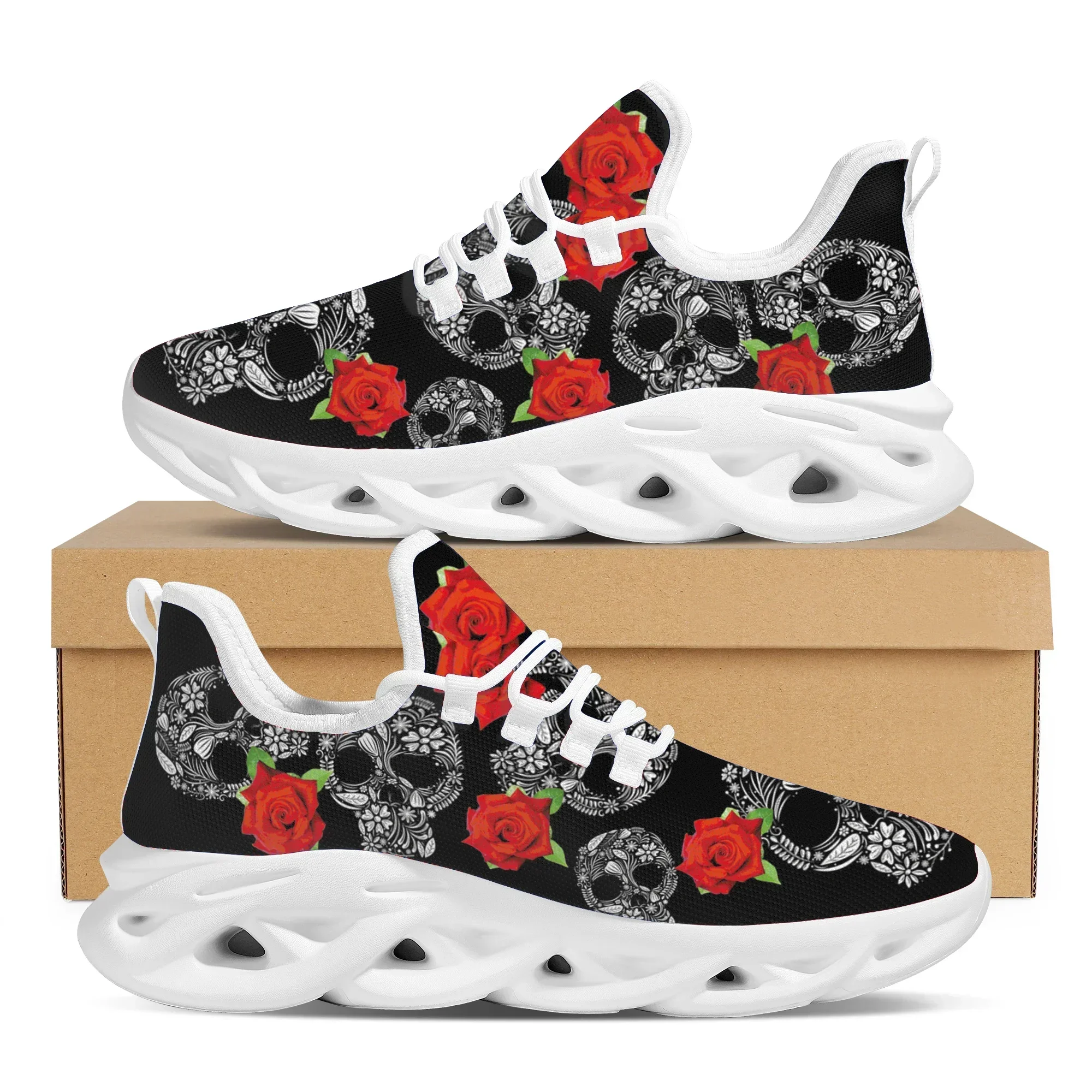 

Fashion Women Outdoor Running Shoes Gothic Style Skull Lace Up Platform Sneakers Comfortable Non-slip Flats Shoes Zapatos Mujer