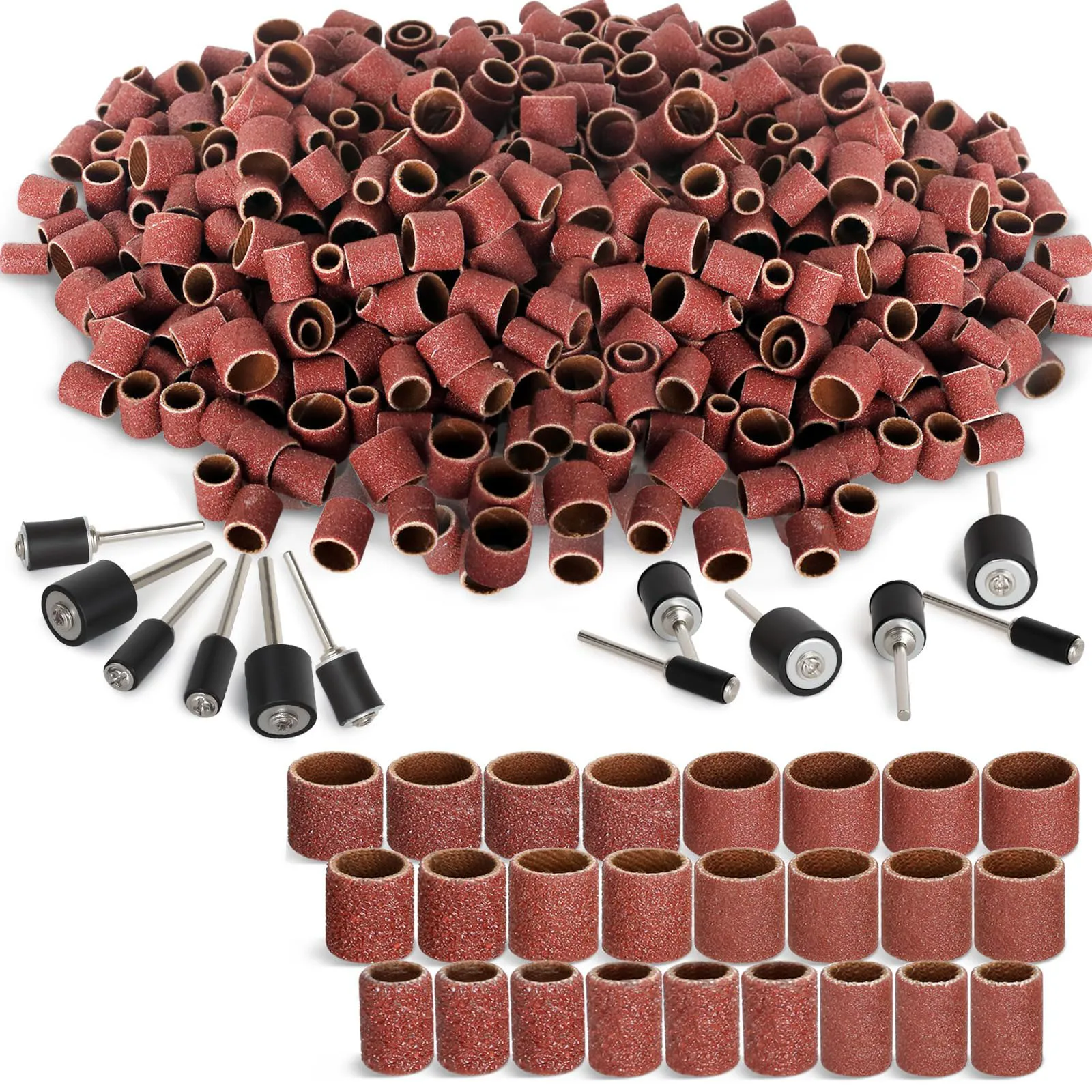 Peijian Aluminum Oxide Sanding Sleeves Bits Tool Accessories For Dremel Rotary Tool For Manicure Machine 80 120 150~600 Grit