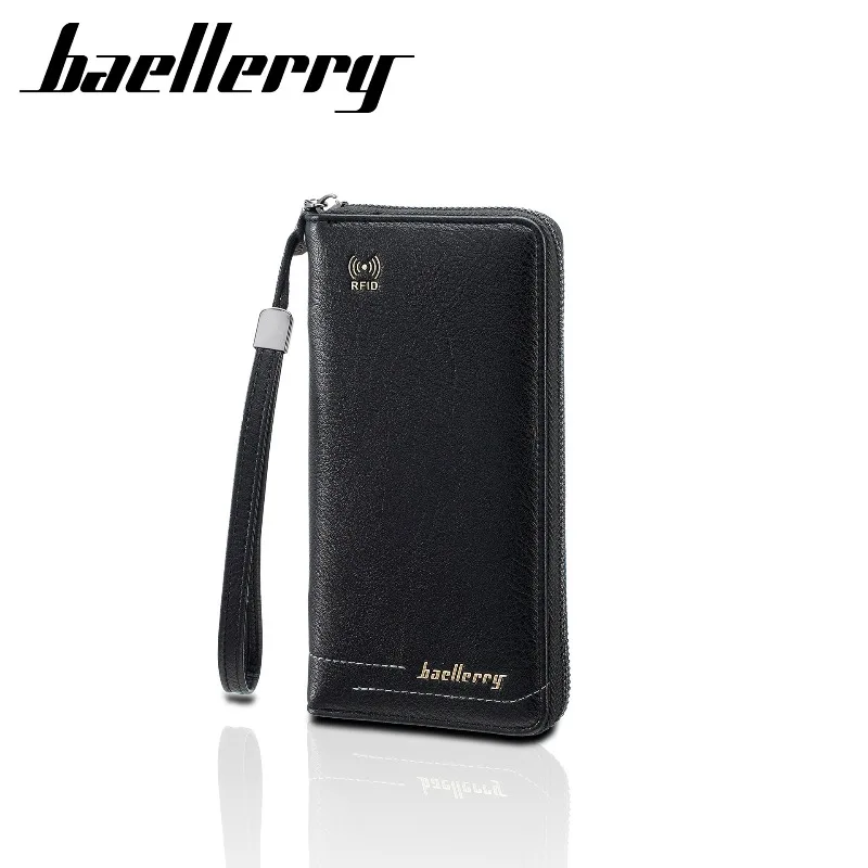 Baellerry RFID Men's Handbag Zipper PU Leather Men Long Coin Purse Credit Card Card Holder Business Wallets