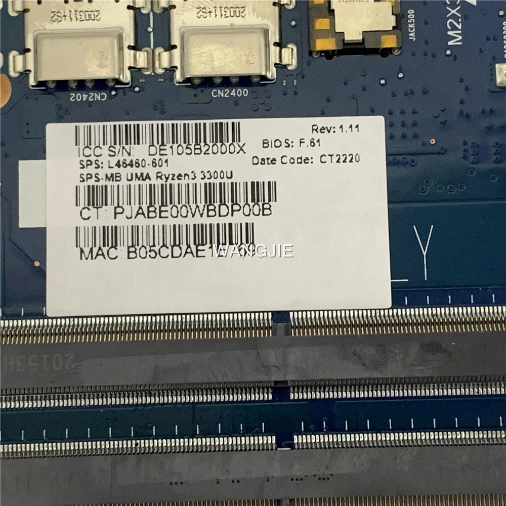 HP Pavilion Notebook用マザーボード,6050a3056601,cpu uma,100% 動作,17-Ca,17z-Ca,L46460-601, L46460-001, R3-3300