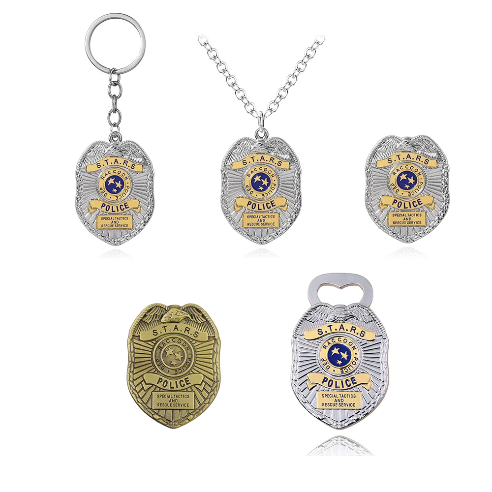 Game Resident Evil Raccoon City Police Department Badge Necklace Metal STARS Keychain for Women Men Backpack Accessories Gifts