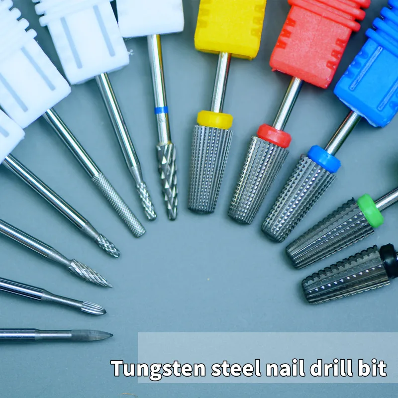 16 Style Tungsten steel Carbide Nail Drill Bits Nails Electric Files Tools Fine Grinding Bar Milling Cutter for Manicure