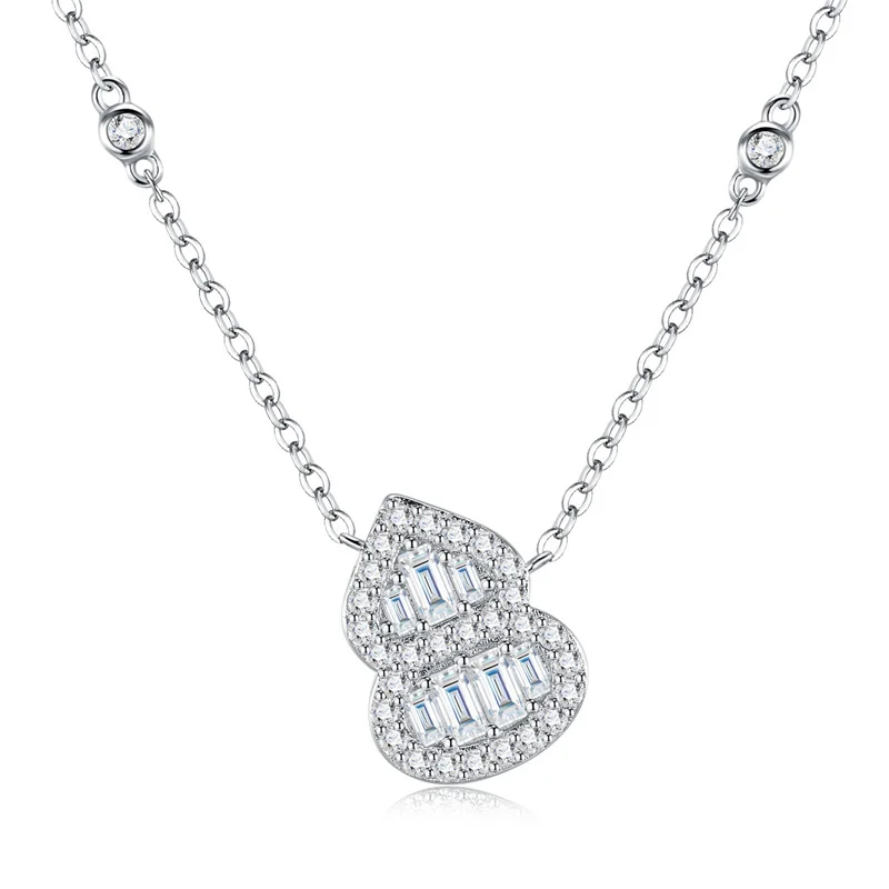 

ZFSILVER Fashion Classic s925 Silver Moissanite Rectangle Gourd Necklace For Charms Women Accessories Party Jewelry Gifts N16946