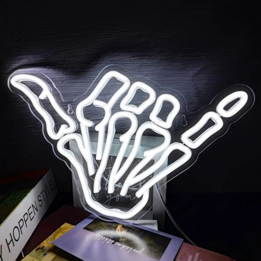 

Aloha Hand Neon SignShaka Gesture Skeleton Hand Led Neon Sign Light up Signs for Wall Decor Bedroom Home Decor Bar Restaurant C
