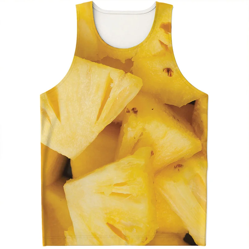 

Sliced Pineapple Pattern Tank Top Men 3D Printed Hawaiian Tropic Fruits Sleeveless T Shirts Cool Summer Street Quick Dry Tee