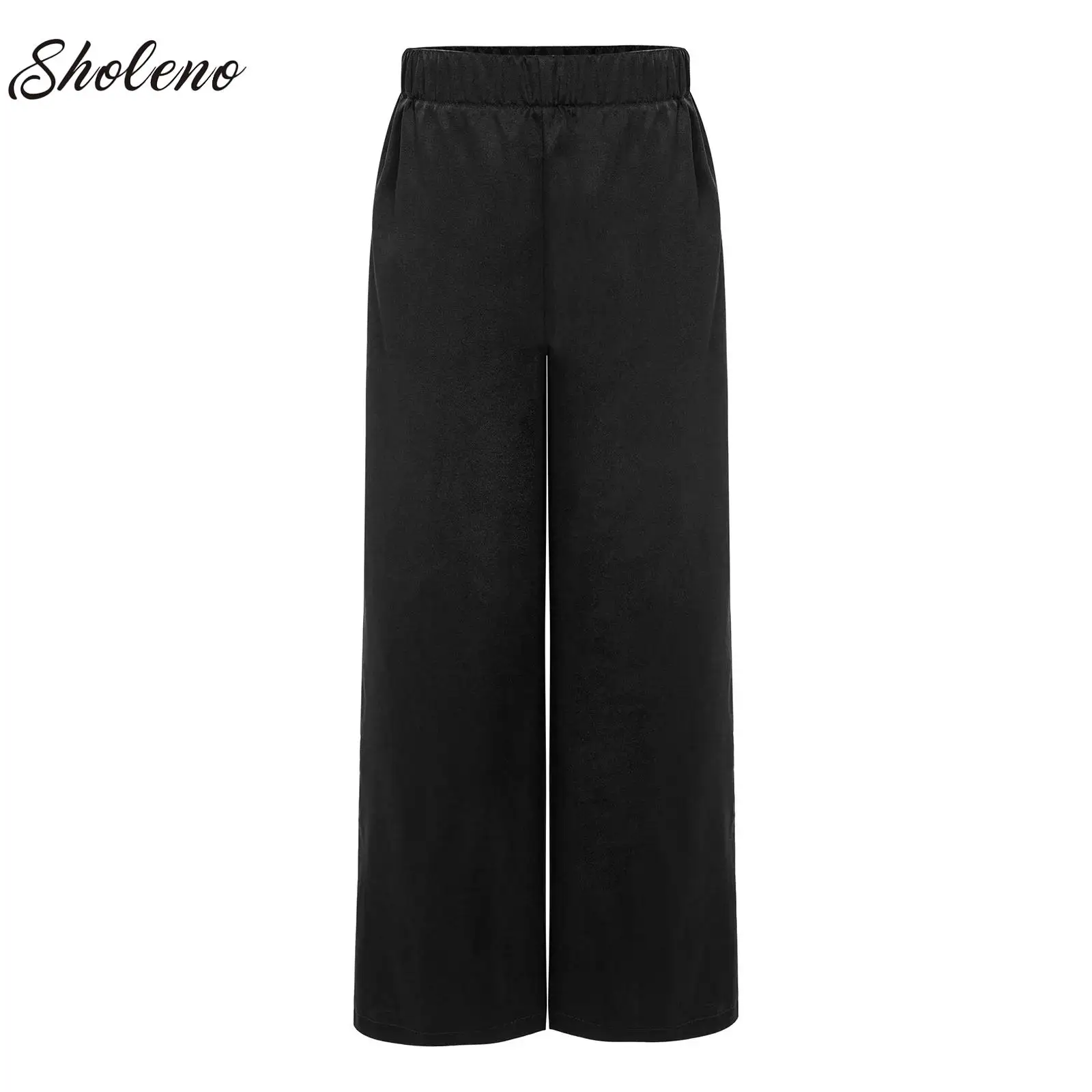 

Mesh Dance Pants for Girls Boys Kids Modern Ballet Dance Contemporary Lyrical Performance Satin Long Wide Leg Dance Trousers