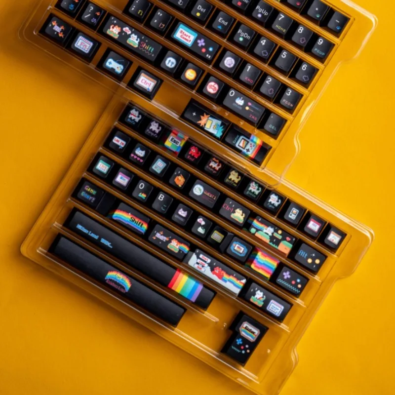 Rainbow Cat Complete Set Keycaps Customized PBT Transparent Fog Cherry Profile Keyboard Cap for Mechanical Keyboard Accessories