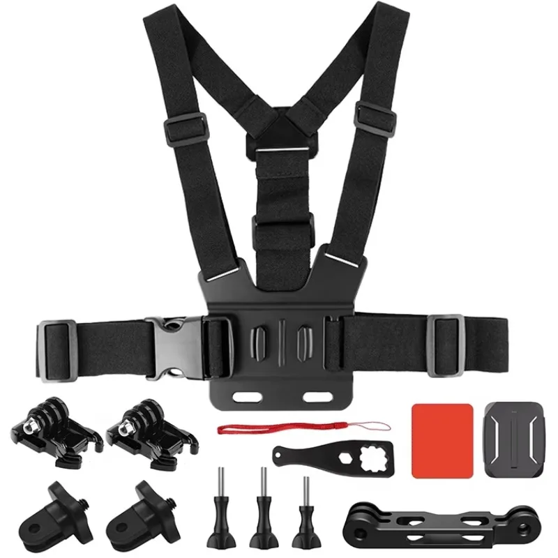 Action Camera Accessories Set 54 in 1 Universal Accessories, Chest Strap, Helmet Base, Extension Rod